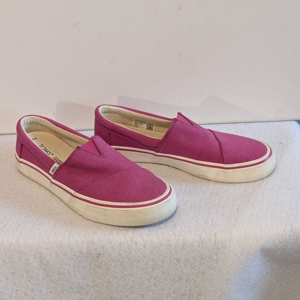 TOMS Pink Canvas Slip On Sneakers Womens Size 8 Casual Skater Shoes - Picture 5 of 6